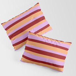 [ Thumbnail: Plum, Dark Red, and Brown Colored Lined Pattern Pillow Sham ]