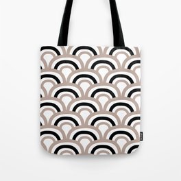 Taupe Black White Retro Scallop Pattern Pairs DE 2022 Trending Color Frontier Land DE6074 Tote Bag