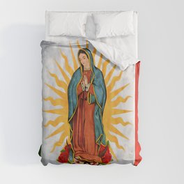rose • Mexico • flowers • sun • flag • Madonna • Maria • Regina Mundi • Saint Mary • Virgin of Guadalupe Duvet Cover