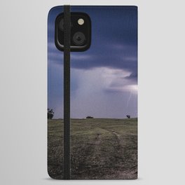 Bug Zapper - Lightning Strikes the Plains on a Stormy Night in Oklahoma iPhone Wallet Case