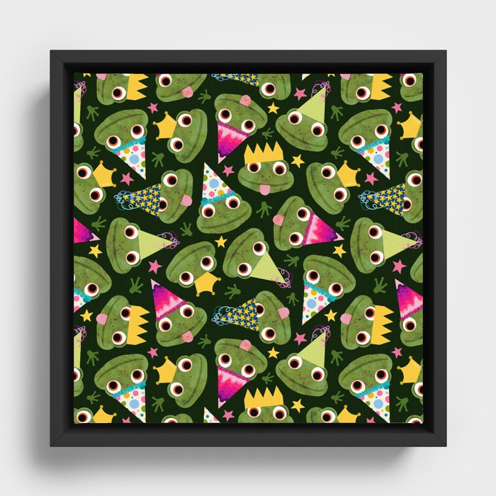 Party Frogs! // Green Framed Canvas