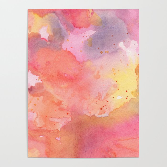 Sunset Color Palette Abstract Watercolor Painting Poster