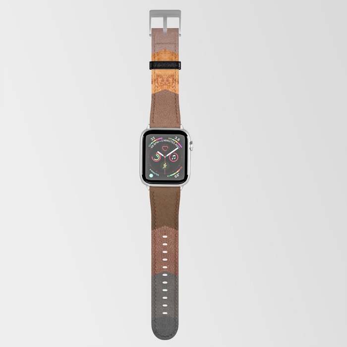 Brown leather chevron pattern Apple Watch Band