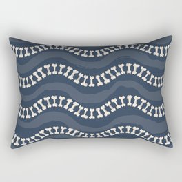 Wavy path of bones - navy blue Rectangular Pillow