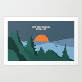 Quiet Night And Mountain Chain: Some Few Highlights Of The Great Smoky Mountains Art Print