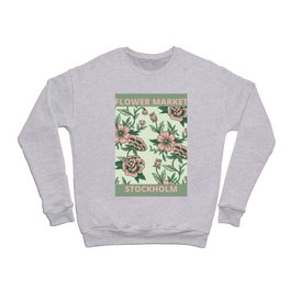 Vintage Green And Pink Flower Market Stockholm Crewneck Sweatshirt