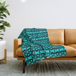Abstract Pattern Dividers 02 in Turquoise Black Throw Blanket