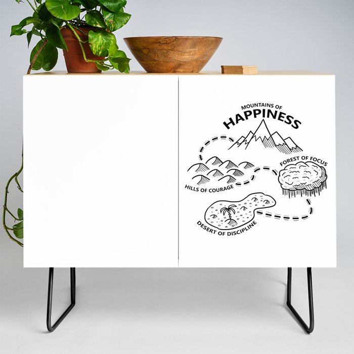 Motivational Map to Mountains of Happiness Credenza