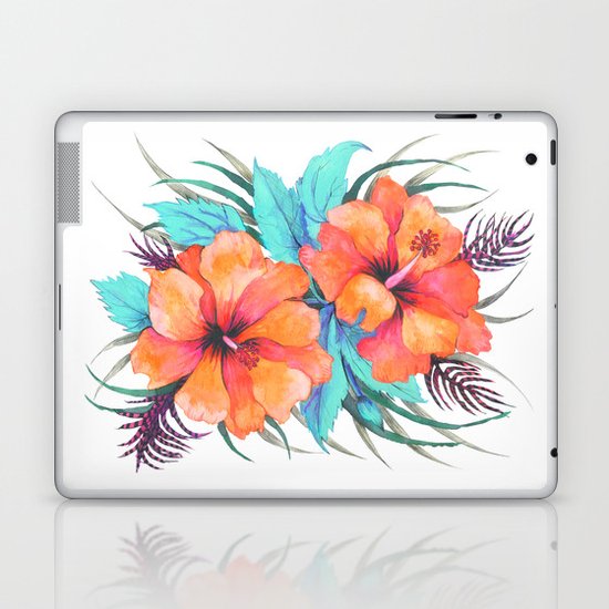 TROPICAL FLOWER {orange hibiscus} Laptop & iPad Skin