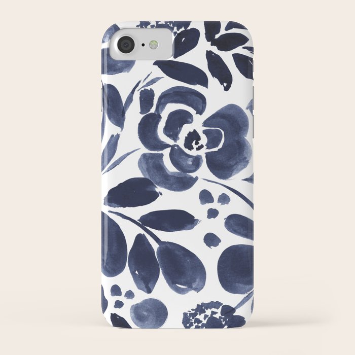 navy floral iphone case
