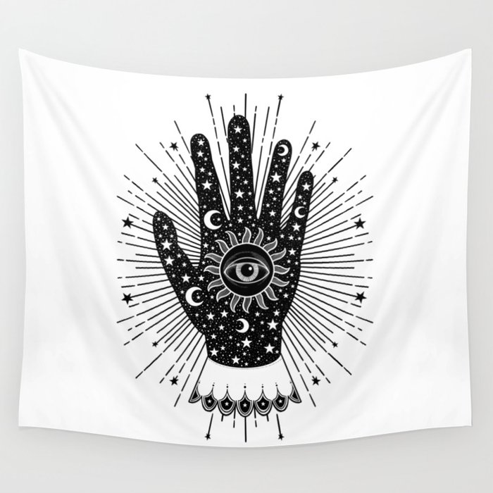 Palmistry Palm with All Seeing Eye Wall Tapestry