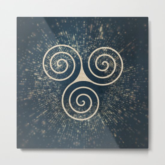 Triskelion Golden Three Spiral Celtic Symbol Metal Print