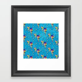Colorful Shark with Bubbles on a Light Blue Background Framed Art Print