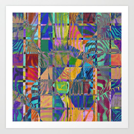 Colorful Zebras Art Print