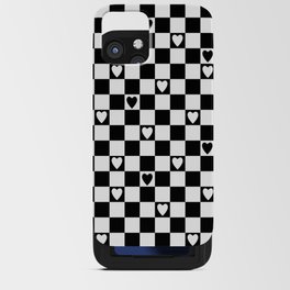 Checkered hearts black and white iPhone Card Case