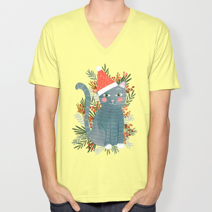 Blue Cat Cute Christmas Xmas Tree Holiday Funny Cat Art Cat Lady