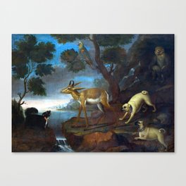 Bengalese Deer Attacked by Pugs Canvas Print