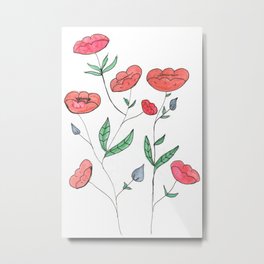 Poppies Metal Print | Painting, Poppies, Watercolor, Flowers, Upandcoming, Miamiartist, Newartists, Digital, Penwork, Minimal 