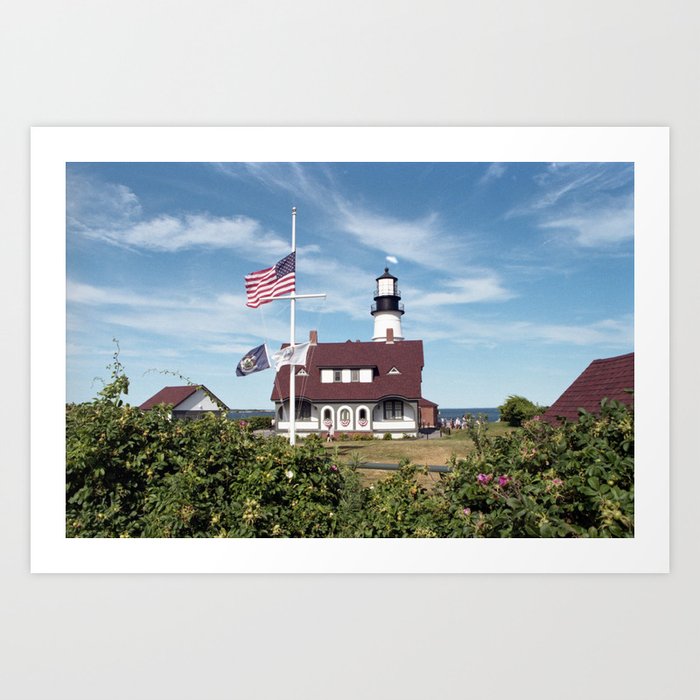 Portland Head Light on 35 mm film - Lighthouse in Portland, Maine Art Print