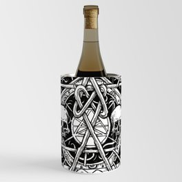 Caged , Metal Skull Micron Pen and Ink Illustration Wine Chiller