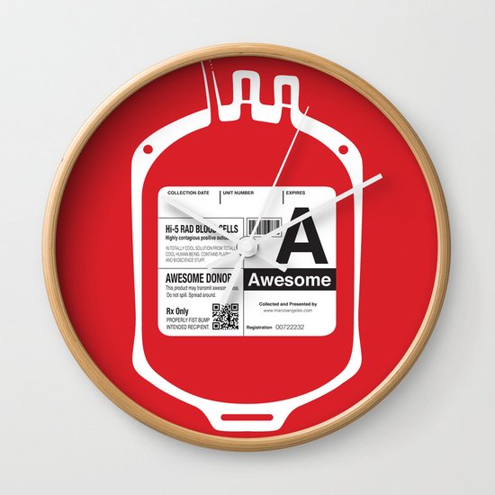 My Blood Type is A, for Awesome! Wall Clock