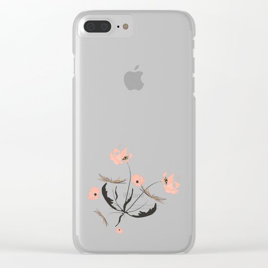 Sweet dandelions in pink - Floral Watercolor illustration with Glitter Clear iPhone Case