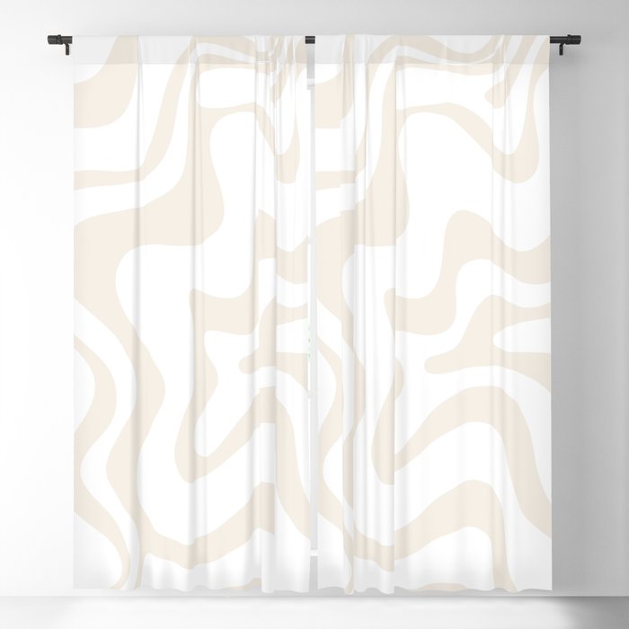 Liquid Swirl Abstract Pattern in Pale Beige and White Blackout Curtain