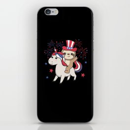 Sloth With Unicorn For Fourth Of July Fireworks iPhone Skin
