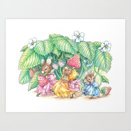 Cottage Mice - The Strawberry Snatchers Art Print