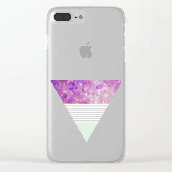 Pink Dreams on grey stripes Clear iPhone Case