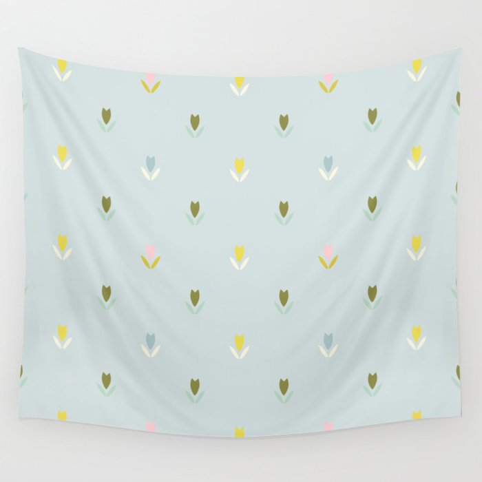 Modern Minimal Tulips Pattern 01 Color 07 Wall Tapestry