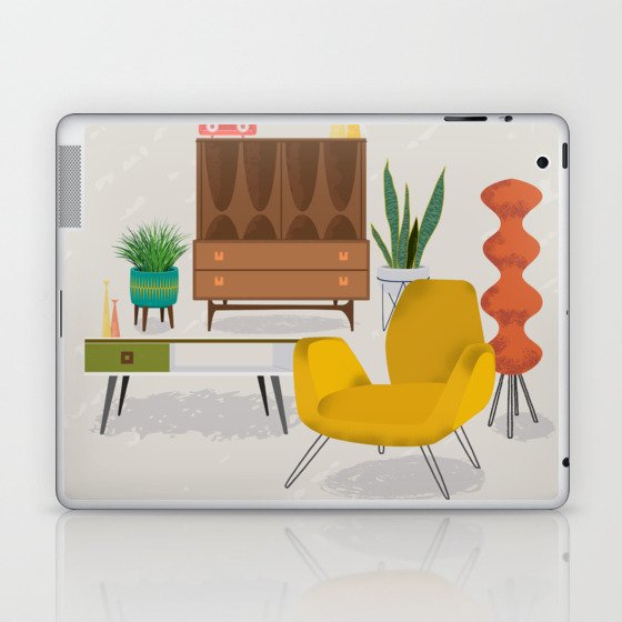 Mid Century Modern Retro Livingroom Laptop & iPad Skin