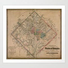 Vintage Washington DC Civil War Defenses Map (1864) Art Print