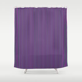 [ Thumbnail: Sea Green and Purple Colored Striped/Lined Pattern Shower Curtain ]