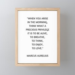 Stoic Philosophy Quote - Marcus Aurelius - What a precious privilege it is to be alive Framed Mini Art Print