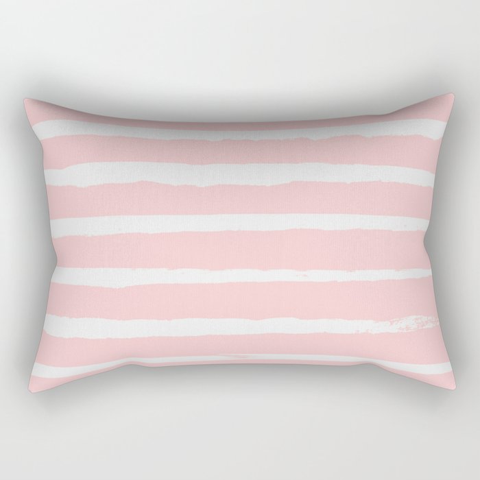 Irregular Hand Painted Stripes Pink Rectangular Pillow