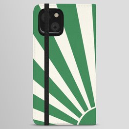 Green retro Sun design iPhone Wallet Case