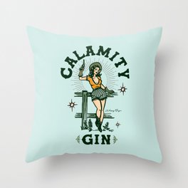 Calamity Gin Aqua Cowgirl Pillow Throw Pillow