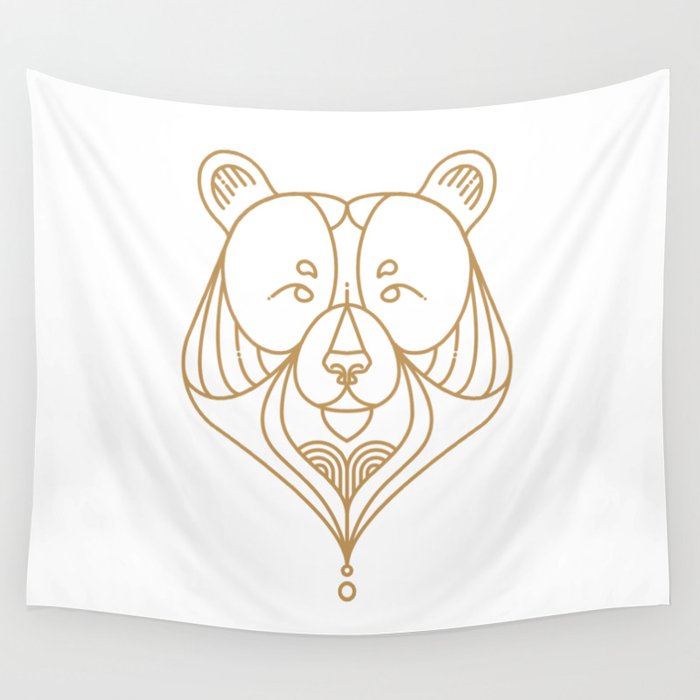 Gold Bear One Wall Tapestry