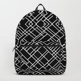 Map Outline 45 R Black Backpack | Pattern, Painting, Black and White, Ink, Lines, Blackk, Squares, Abstract, Acrylic, Geo 