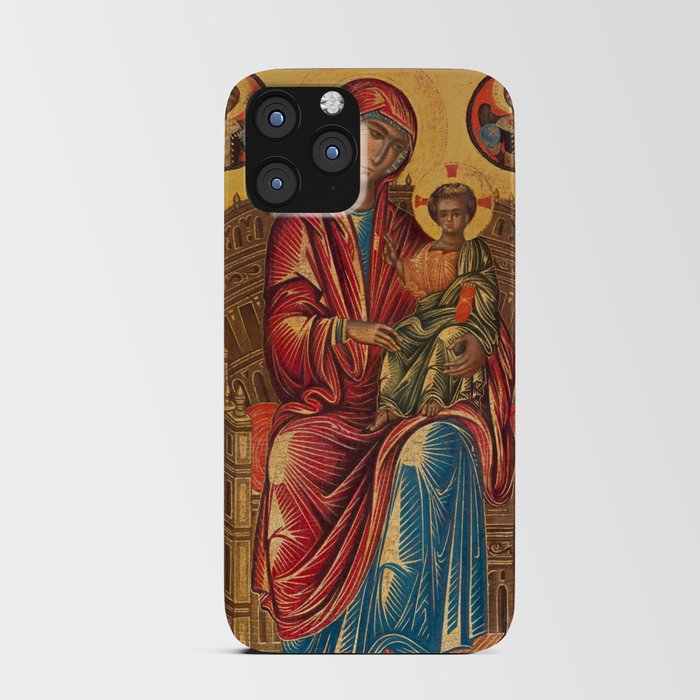 Madonna and Child on a Curved Throne, 13th Century Byzantine Painting iPhone Card Case
