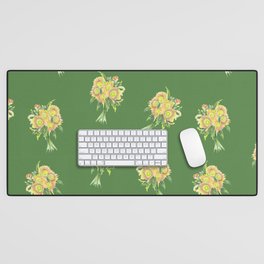 Sunny Flower Bouquet Pattern (white) Desk Mat