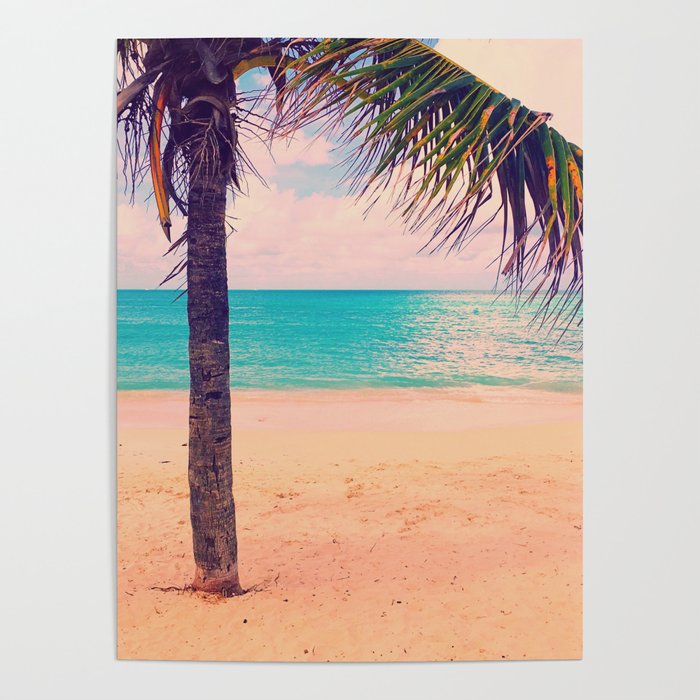 Antigua palm beach view Poster