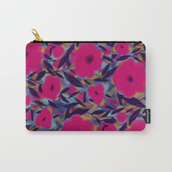 Layered Leaf Floral Fuchsia Carry-All Pouch