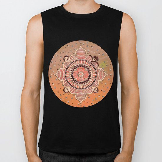 Mandala ornament orange Biker Tank