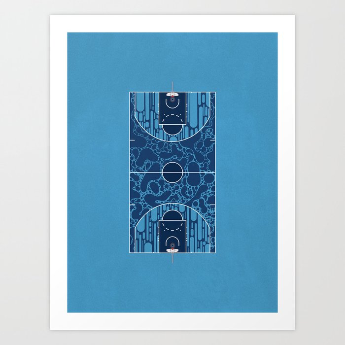 Blue Abstract Basketball Court Art Print