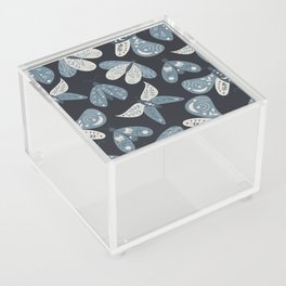 Moths in Blue Acrylic Box