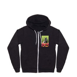 Horse in field of yellow and red Roses Zip Hoodie