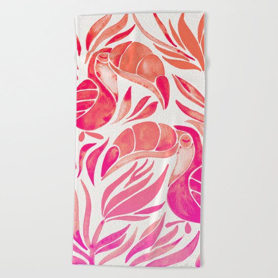 Tropical Toucans – Pink Ombré Palette Beach Towel