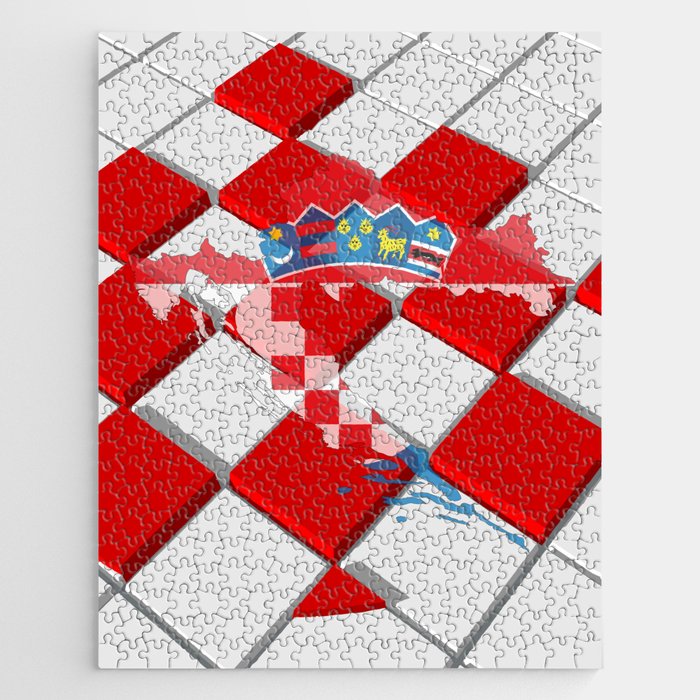 The Croatian checkerboard, Croatian Red White Checks Pattern Jigsaw Puzzle